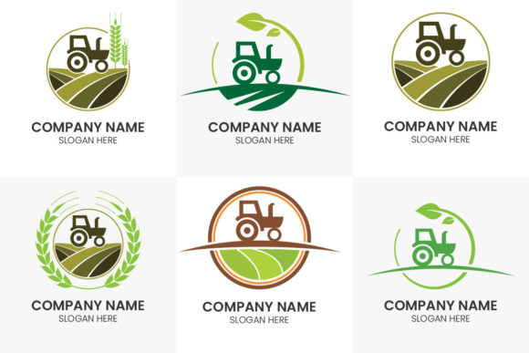 6 Vector Set of Tractor Logo, Farm Logo Templates