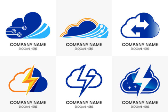 Cloud Computing Icon Vector Logo Set: Your Digital Identity Toolkit