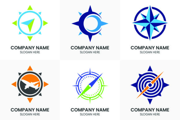 Compass Logo Sign Symbol Vector Icon Set
