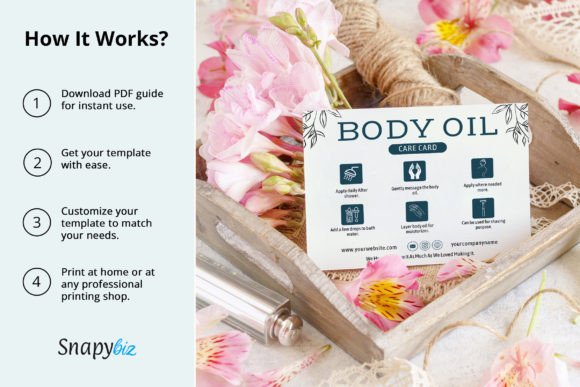 Elevate Your Brand with an Editable Body Oil Care Card Canva Template