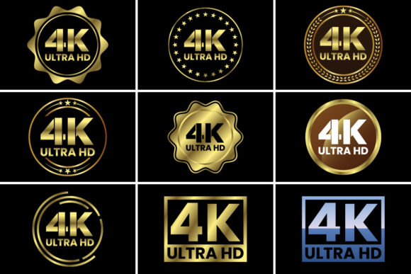 Golden 4K Ultra HD Icon Logo Set for Premium Branding