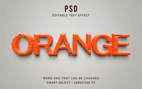 Orange Fruit Text Effect: A Vibrant Editable PSD for Fresh Designs